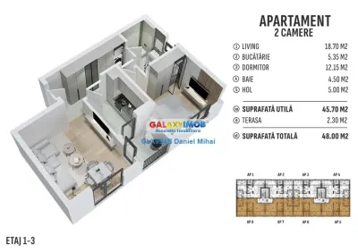 Apartament 2 cam-Bucatarie inchisa-Incalzire pardoseala-Prel. Ghencea - foto 10