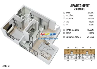 Apartament 2 cam-Bucatarie inchisa-Incalzire pardoseala-Prel. Ghencea - foto 17