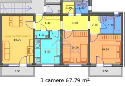 3 camere Rahova, decomandat, 2 bai, 2 balcoane - foto 6