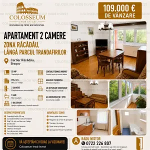 Apartament 2 camere | Decomandat | 2 Balcoane | Zona Racadau - Brasov