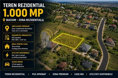Teren Intravilan 1.000 mp Bucium zona Hanul Trei Sarmale PUZ Aprobat - Iasi