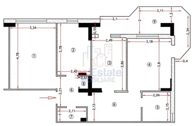 Pacurari - Apartament cu 3 camere 78 mp decomandat 2 bai - Iasi