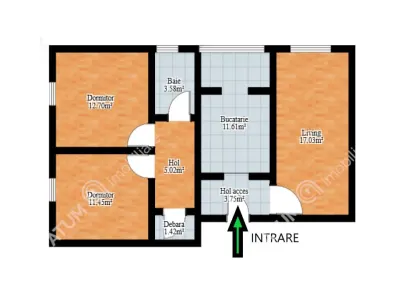 De inchiriat apartament cu 3 camere decomandate si balcon in zona Vasile Aaron din Sibiu - foto 9