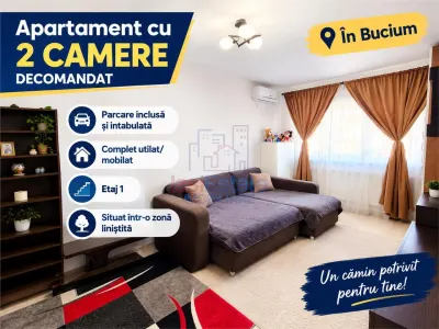 Apartament cu 2 camere decomandat, etaj 1, in Bucium cu parcare - Iasi
