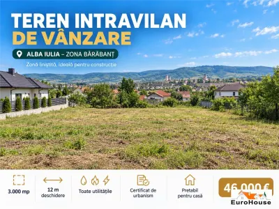 Teren Intravilan De Vanzare I 3000mp I Toate Utilitatile I Zona Barabant - Alba Iulia